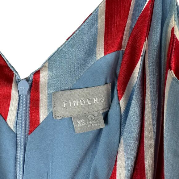 FINDERS KEEPERS Retrograde Red Blue Sky Stripe Sleeveless Satin Jumpsuit XS - Picture 3 of 6